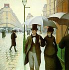 Gustave Caillebotte Famous Paintings - Paris Street rainy weather
